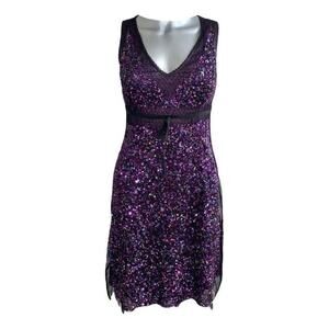 Gianfranco Ferre Vintage Purple Sequined Knee Length Dress EU 40 (US Size‎ 8)